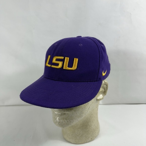 CLASSIC99 Nike DRI-FIT 643 LSU Tigers Court Purple Hat Size M Fitted Swoosh Flex - Picture 1 of 10